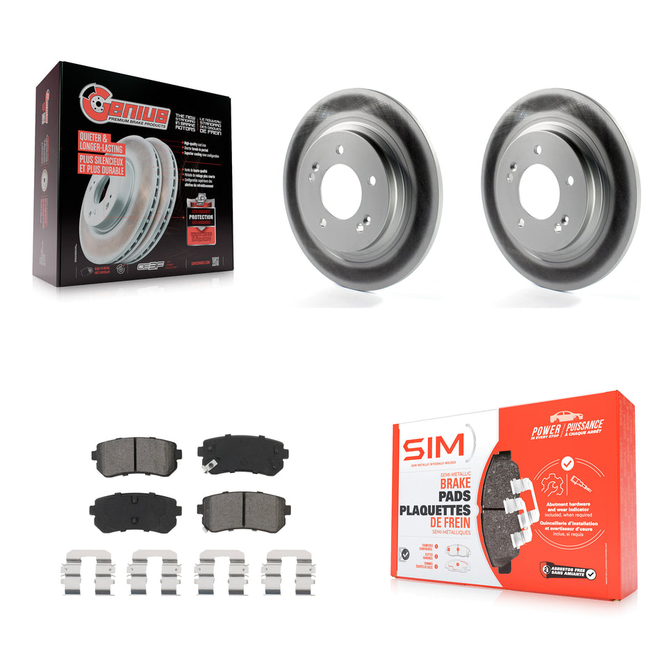 Rear Coated Disc Brake Rotors And Semi-Metallic Pads Kit For 2016 Kia Optima LX EX 1.6T With Electric Parking KGS-102020