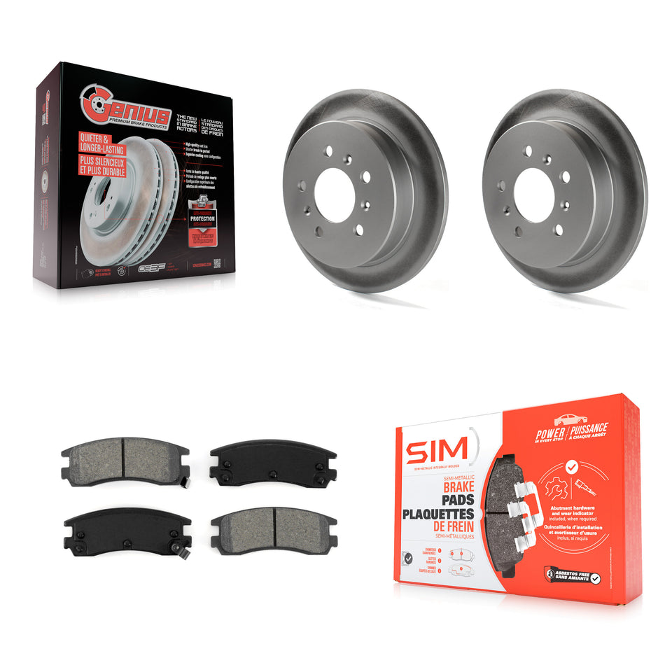 Rear Coat Disc Brake Rotor Semi-Metallic Pad Kit For Chevrolet Impala Buick Pontiac Century Grand Am Monte Carlo Oldsmobile Prix Venture Alero Regal Intrigue LaCrosse Montana KGS-102048