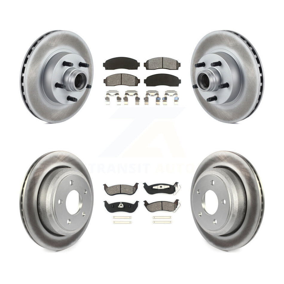 Front Rear Coated Disc Brake Rotors And Semi-Metallic Pads Kit For 2010 Mazda B2300 With 11-1 4" Diameter Rotor KGS-102068