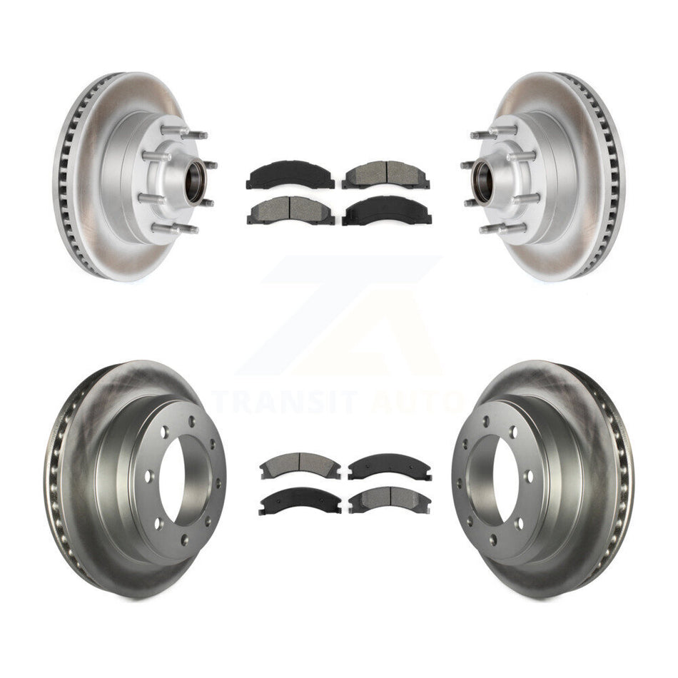 Front Rear Coated Disc Brake Rotors And Semi-Metallic Pads Kit For Ford E-350 Super Duty E-250 E-150 Econoline KGS-102075