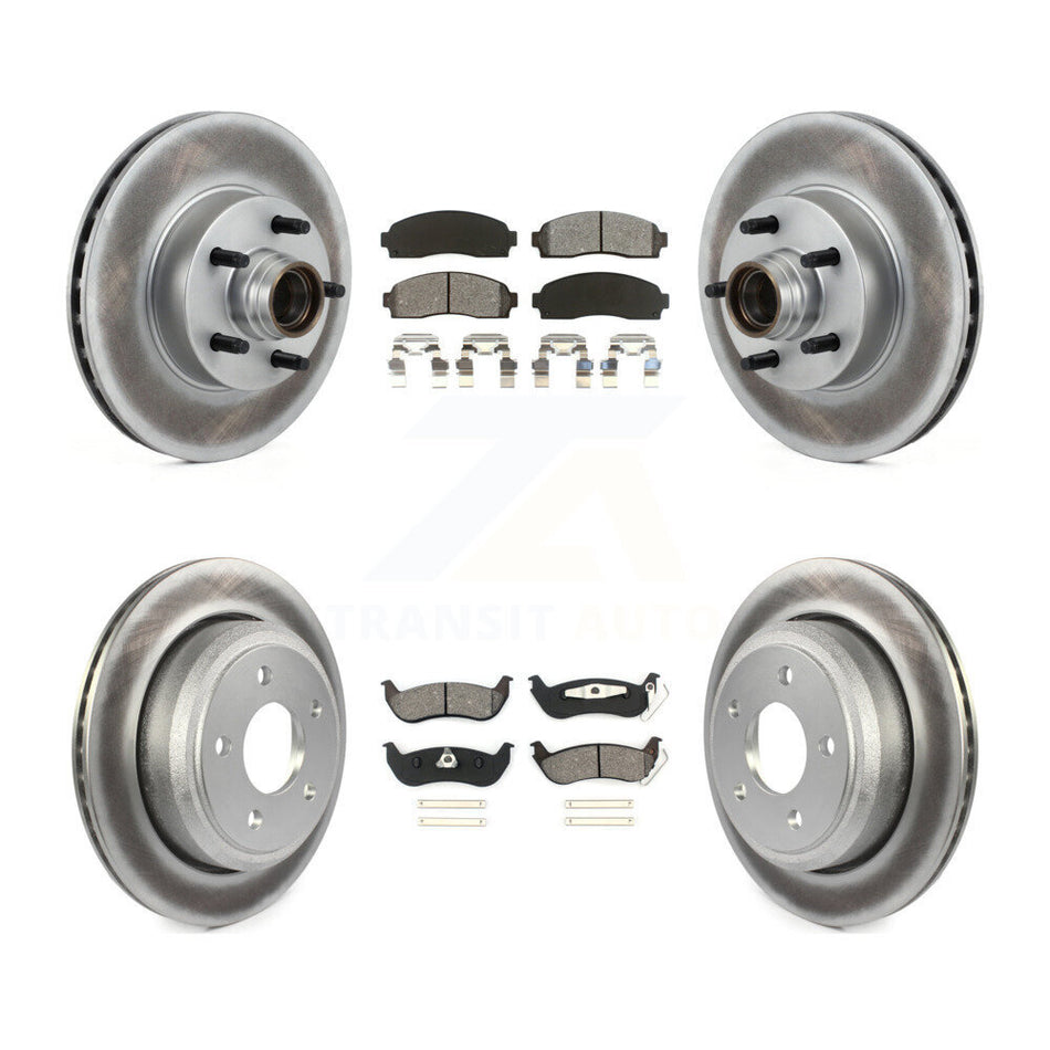 Front Rear Coated Disc Brake Rotors And Semi-Metallic Pads Kit For 2010-2011 Ford Ranger RWD KGS-102078