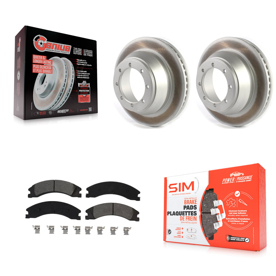 Rear Coated Disc Brake Rotors And Semi-Metallic Pads Kit For Ford E-450 Super Duty KGS-102092
