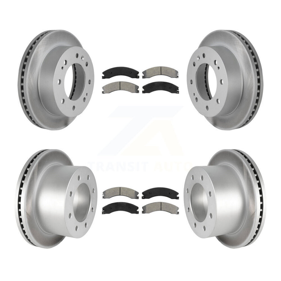 Front Rear Coated Disc Brake Rotors And Semi-Metallic Pads Kit For 2011-2019 Chevrolet Silverado 3500 HD GMC Sierra With Dual Wheels KGS-102102