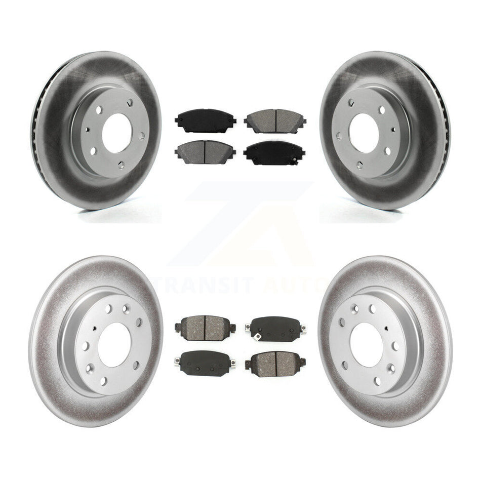 Front Rear Coated Disc Brake Rotors And Semi-Metallic Pads Kit For 2019-2021 Mazda CX-3 FWD KGS-102107