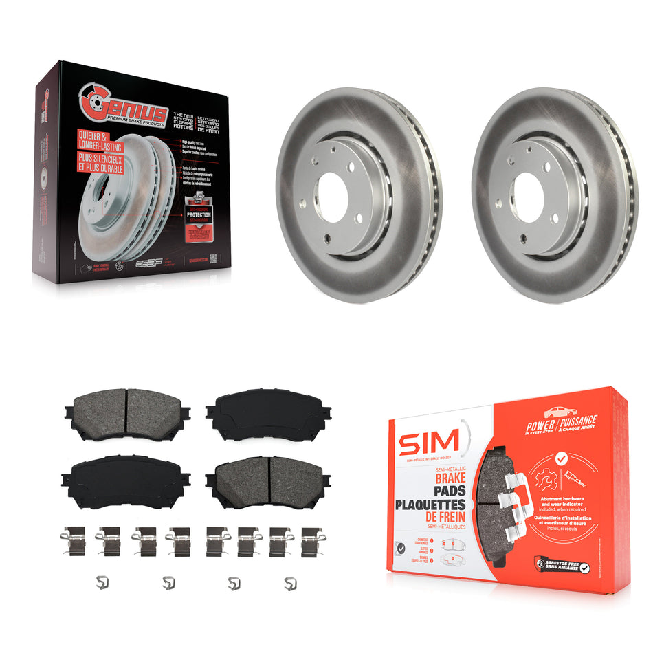 Front Coated Disc Brake Rotors And Semi-Metallic Pads Kit For 2019-2021 Mazda 6 Naturally Aspirated KGS-102110