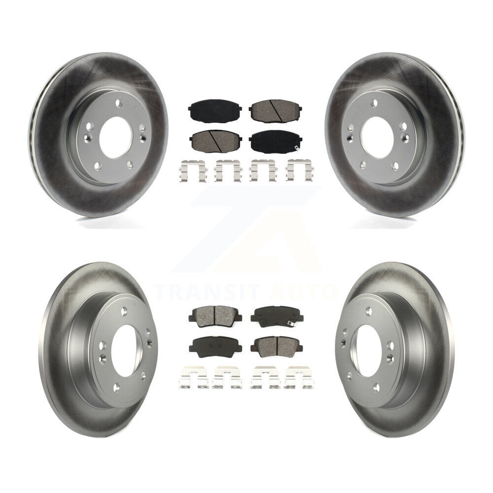 Front Rear Coated Disc Brake Rotors And Semi-Metallic Pads Kit For 2014-2016 Kia Soul KGS-102116