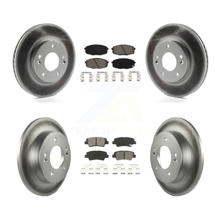 Front Rear Coated Disc Brake Rotors And Semi-Metallic Pads Kit For 2014-2016 Kia Soul KGS-102116