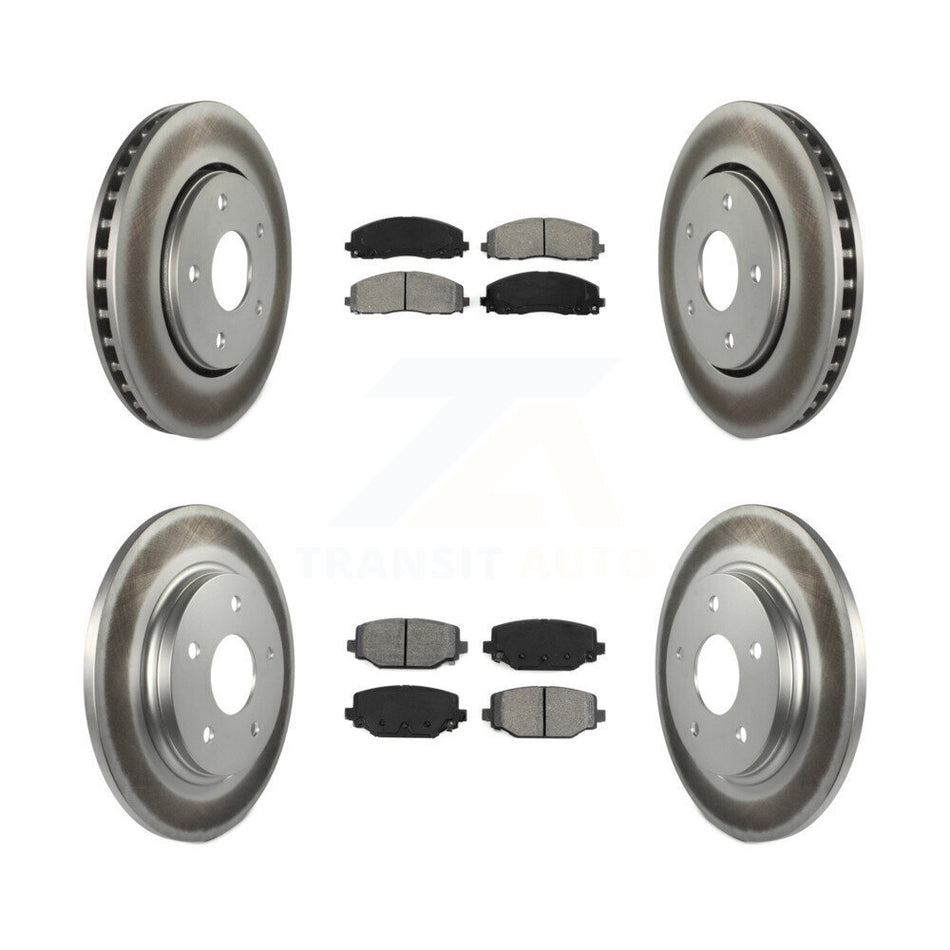Front Rear Coated Disc Brake Rotors And Semi-Metallic Pads Kit For 2017-2018 Dodge Grand Caravan With Single Piston Caliper KGS-102118
