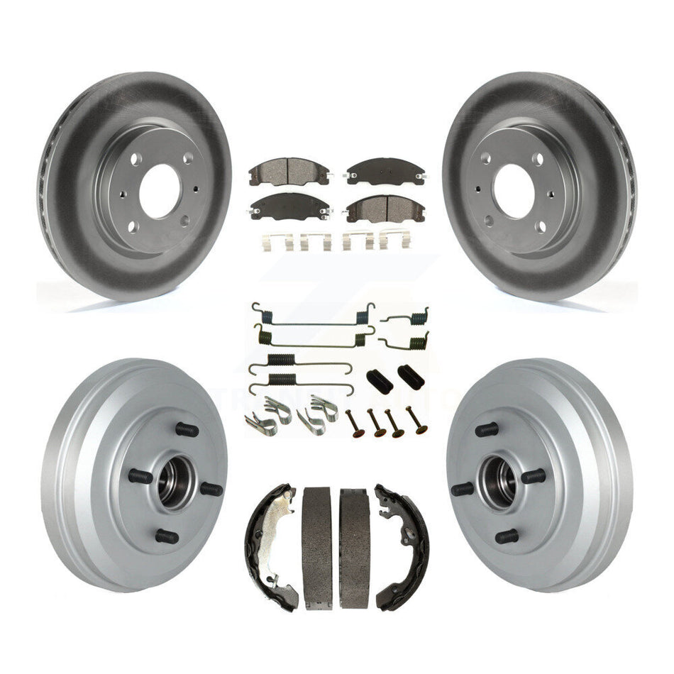 Front Rear Coated Disc Brake Rotors Semi-Metallic Pads And Drum Kit (7Pc) For 2009-2011 Ford Focus KGS-102155