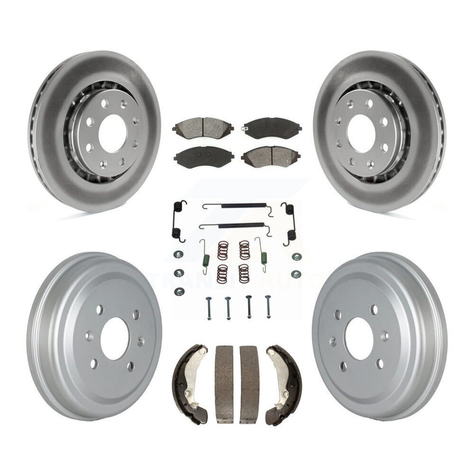 Front Rear Coated Disc Brake Rotors Semi-Metallic Pads And Drum Kit (7Pc) For Chevrolet Aveo Spark Aveo5 Pontiac G3 Suzuki Wave Wave5 Swift+ KGS-102156