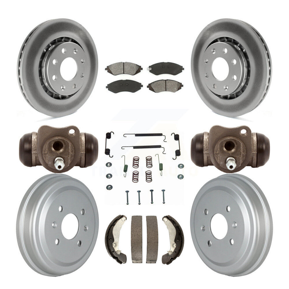 Front Rear Coated Disc Brake Rotors Semi-Metallic Pads And Drum Kit (9Pc) For Chevrolet Aveo Spark Aveo5 Pontiac G3 Suzuki Wave Wave5 Swift+ KGS-102160