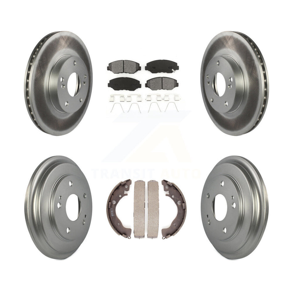 Front Rear Coated Disc Brake Rotors Semi-Metallic Pads And Drum Kit For Honda Civic KGS-102173