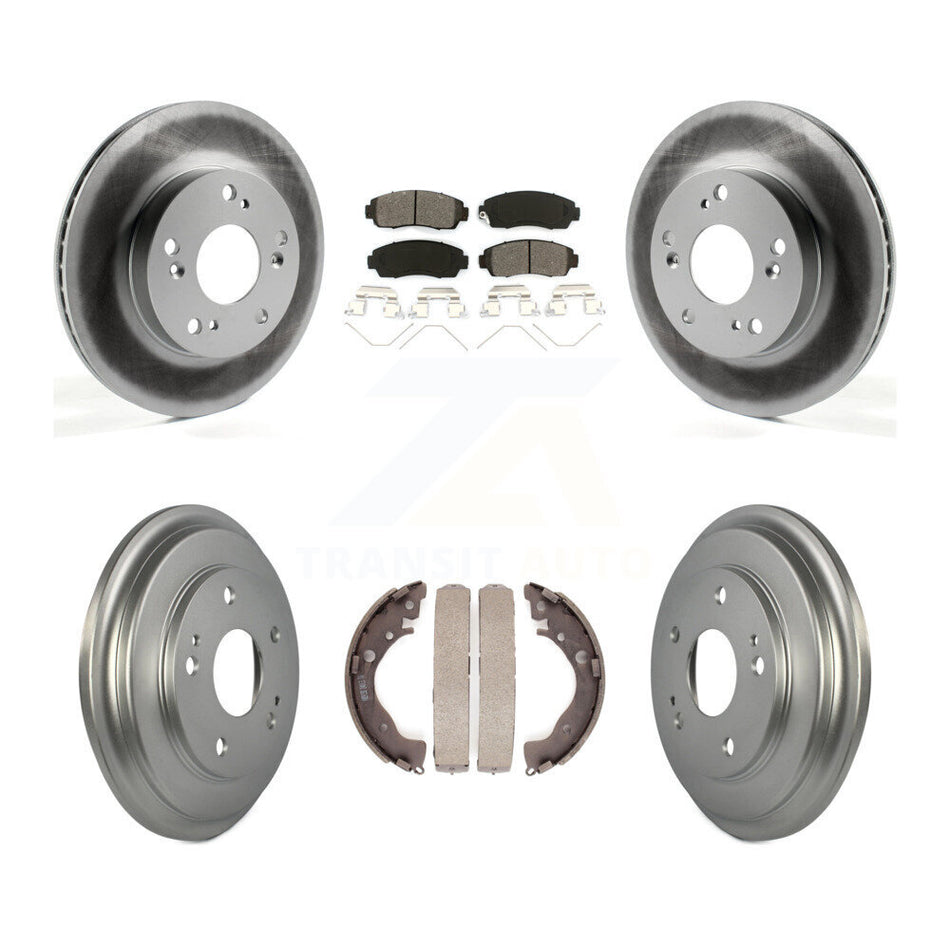 Front Rear Coated Disc Brake Rotors Semi-Metallic Pads And Drum Kit For 2015 Honda Civic LX with Manual transmission KGS-102175