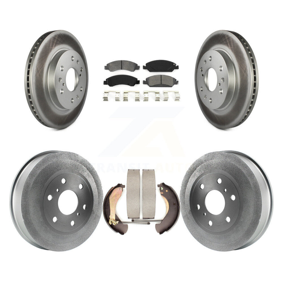 Front Rear Coated Disc Brake Rotors Semi-Metallic Pads And Drum Kit For 2009-2009 Chevrolet Silverado 1500 GMC Sierra Except Vehicles Using Hold Down Pins KGS-102183