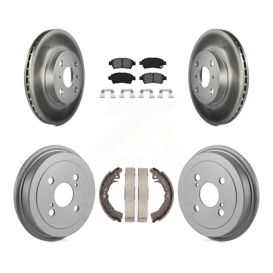 Front Rear Coated Disc Brake Rotors Semi-Metallic Pads And Drum Kit For 2000 Toyota Echo From 08 00 KGS-102198