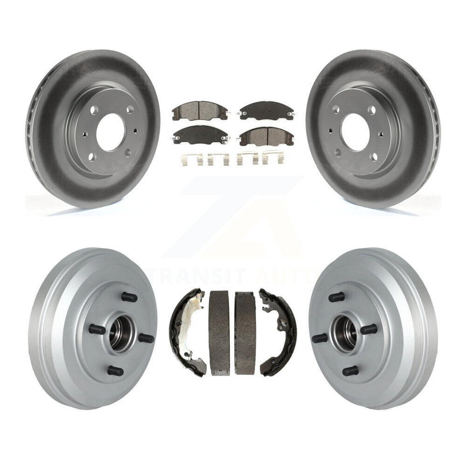 Front Rear Coated Disc Brake Rotors Semi-Metallic Pads And Drum Kit For 2009-2011 Ford Focus KGS-102210