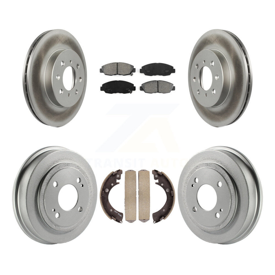 Front Rear Coated Disc Brake Rotors Semi-Metallic Pads And Drum Kit For Honda Civic Acura EL KGS-102221