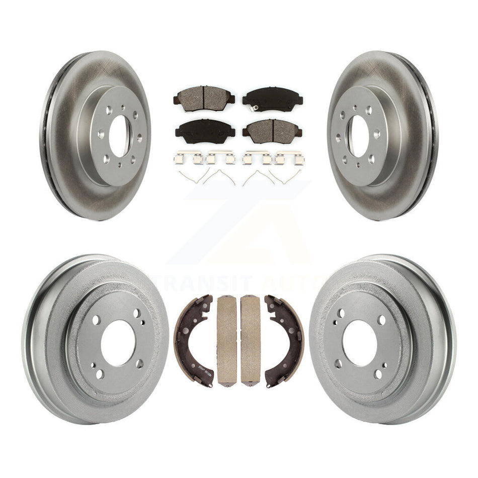 Front Rear Coated Disc Brake Rotors Semi-Metallic Pads And Drum Kit For 2007-2008 Honda Fit KGS-102225