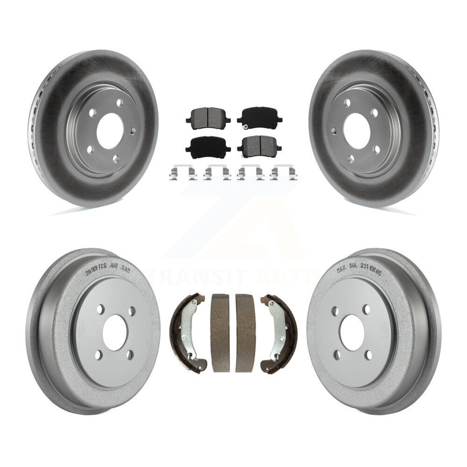 Front Rear Coated Disc Brake Rotors Semi-Metallic Pads And Drum Kit For 2006 Pontiac Pursuit With Brakes KGS-102231
