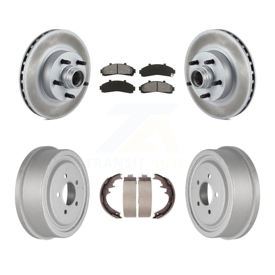 Front Rear Coated Disc Brake Rotors Hub Assembly Semi-Metallic Pads And Drum Kit For Ford Ranger With 10" Diameter KGS-102235