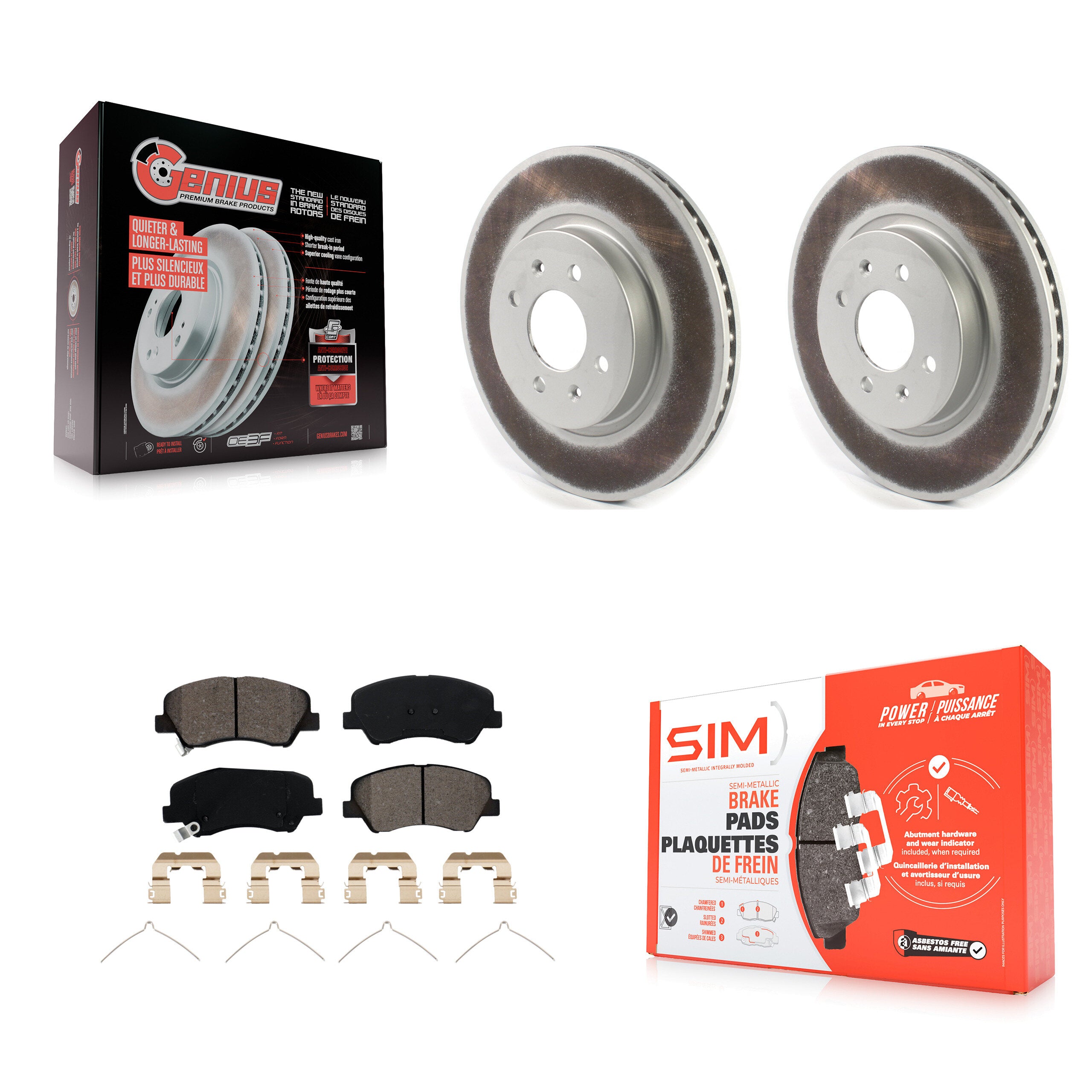 Front Coated Disc Brake Rotors And Semi-Metallic Pads Kit For Kia Rio Hyundai Accent KGS-102240