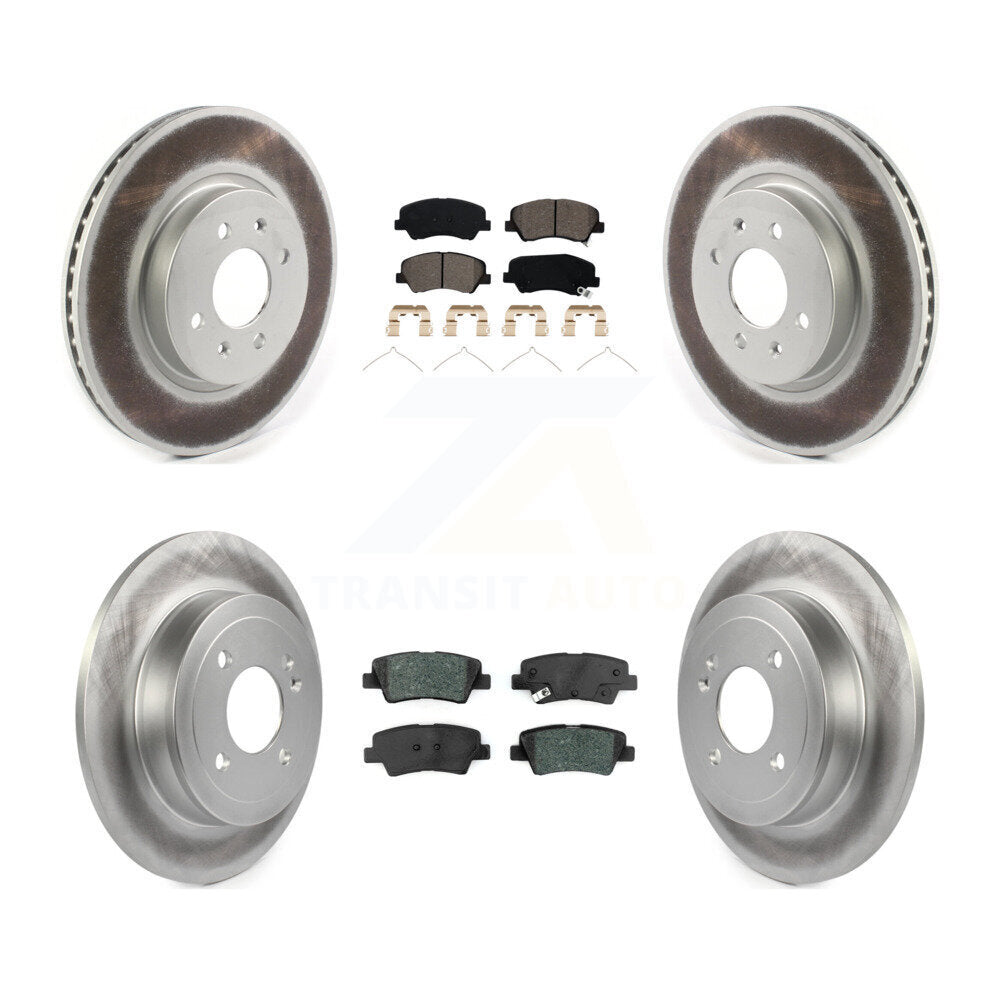 Front Rear Coated Disc Brake Rotors And Semi-Metallic Pads Kit For Kia Rio Hyundai Accent KGS-102243