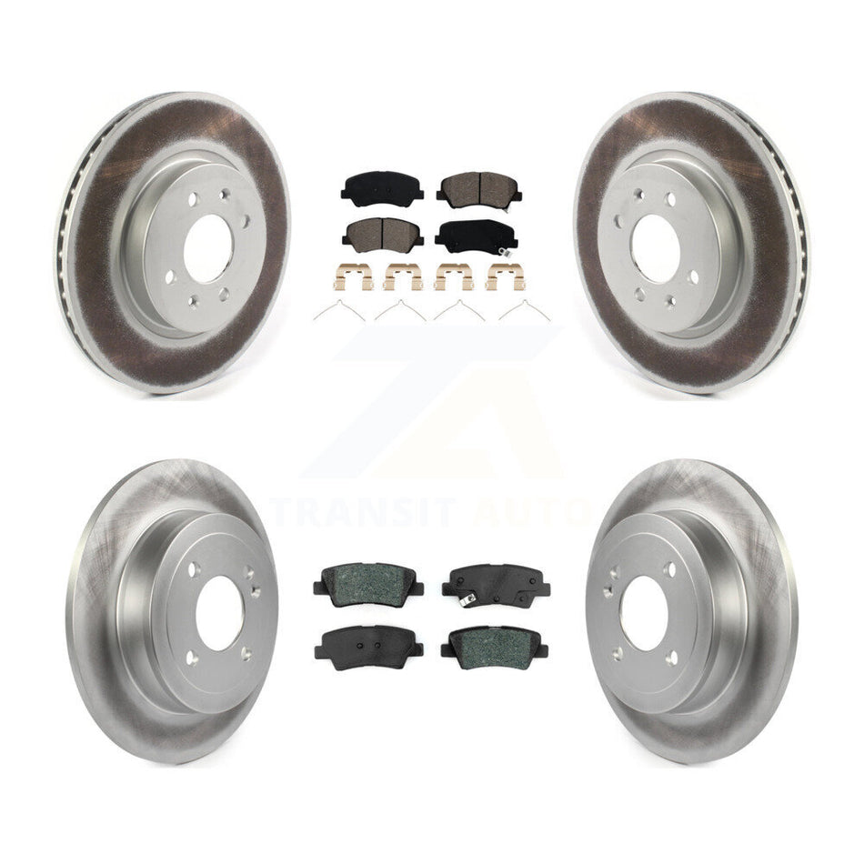Front Rear Coated Disc Brake Rotors And Semi-Metallic Pads Kit For Kia Rio Hyundai Accent KGS-102243