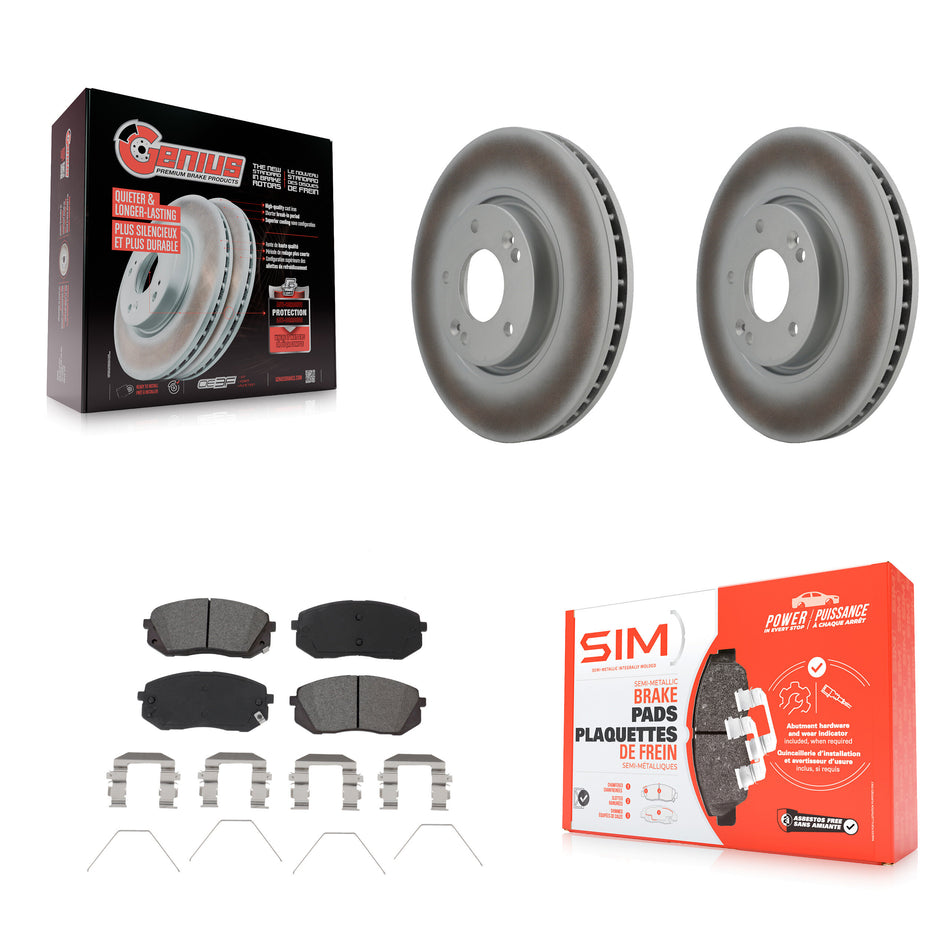 Front Coated Disc Brake Rotors And Semi-Metallic Pads Kit For 2017-2019 Kia Soul EV KGS-102251