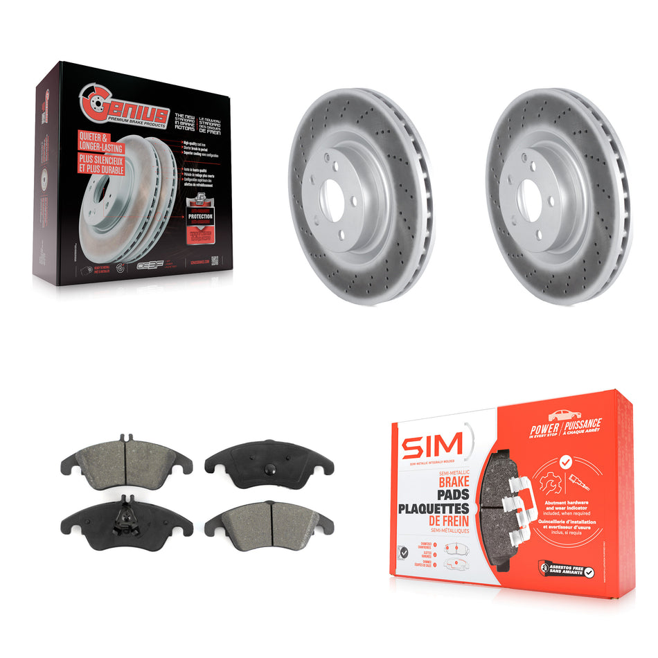 Front Coated Disc Brake Rotors And Semi-Metallic Pads Kit For Mercedes-Benz C250 E400 E550 KGS-102252