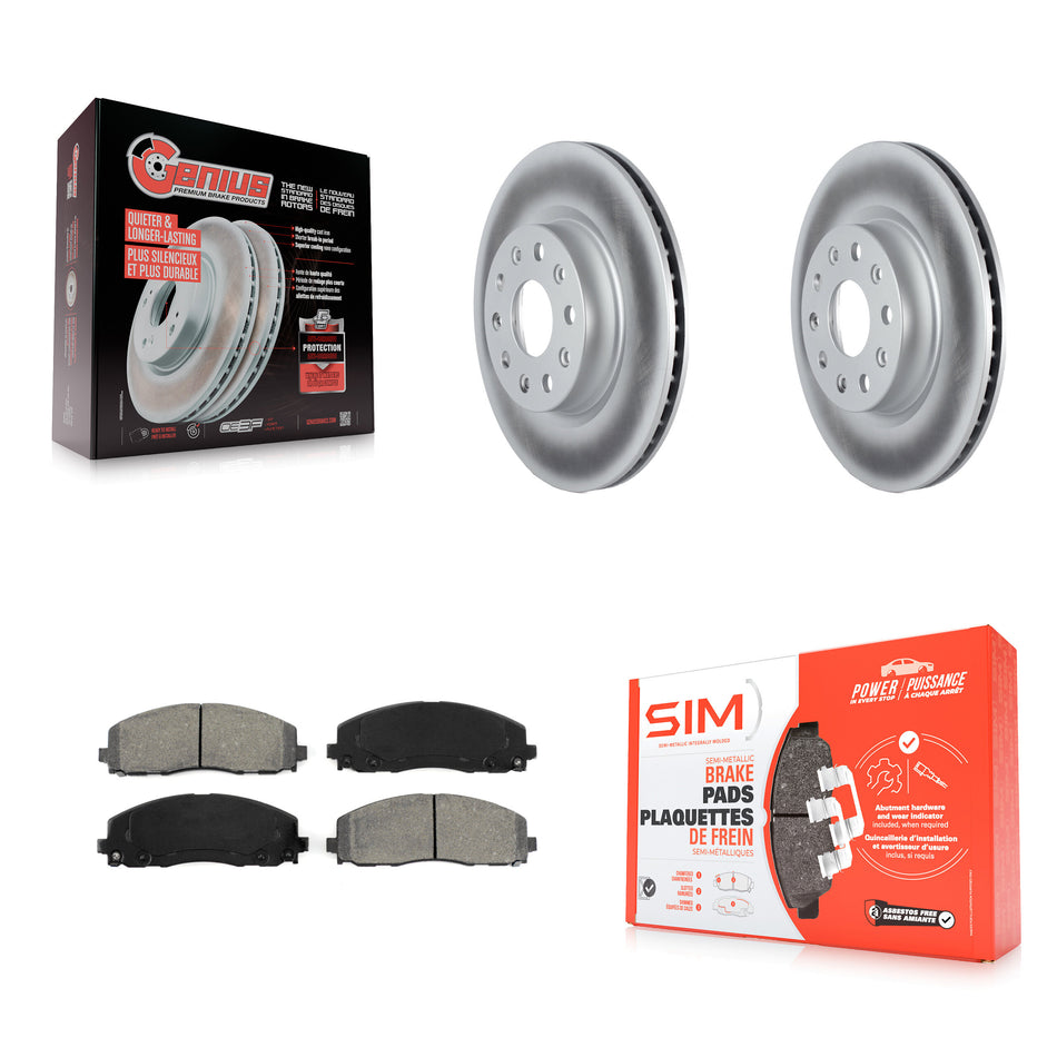 Front Coated Disc Brake Rotors And Semi-Metallic Pads Kit For 2018-2022 Jeep Wrangler Without Heavy Duty Brakes Code BRY KGS-102258
