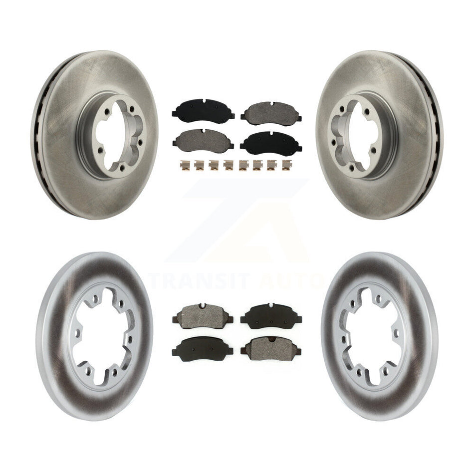 Front Rear Coated Disc Brake Rotors And Semi-Metallic Pads Kit For 2015-2019 Ford Transit-350 HD With 6 Lug Wheels KGS-102267