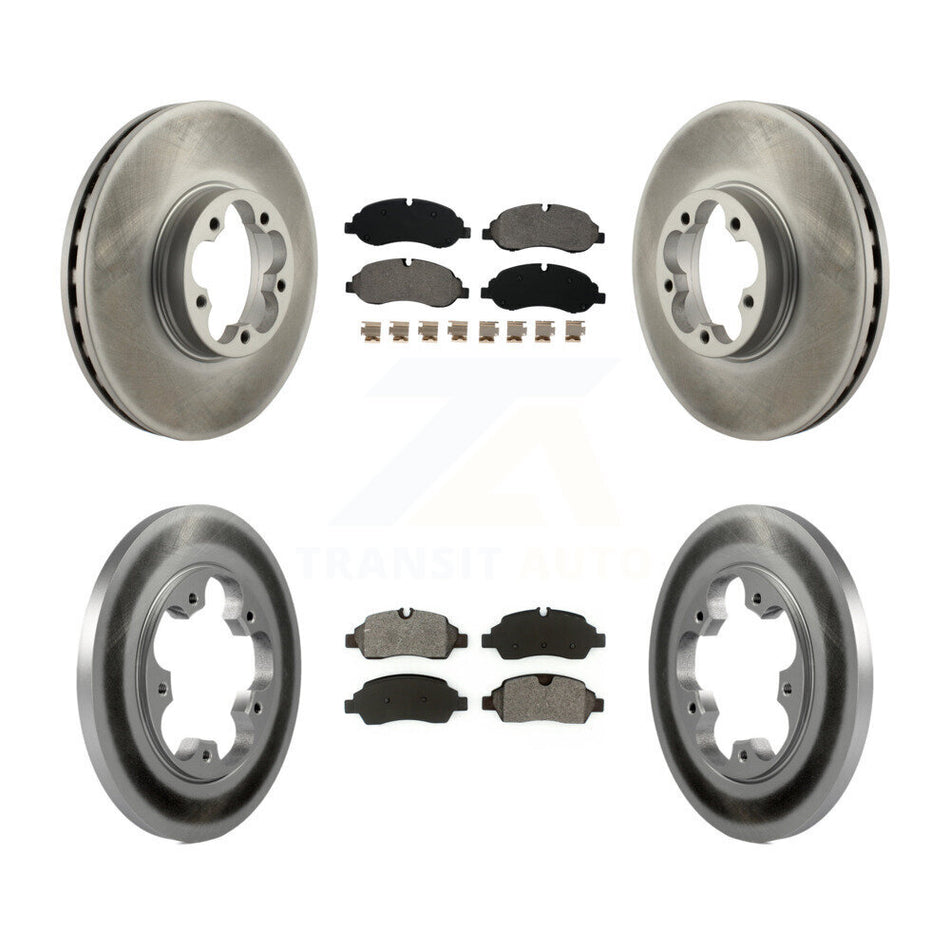 Front Rear Coated Disc Brake Rotors And Semi-Metallic Pads Kit For 2016 Ford Transit-350 HD With 5 Lug Wheels KGS-102268