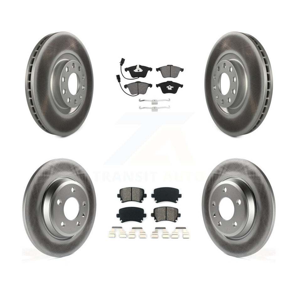 Front Rear Coated Disc Brake Rotors And Semi-Metallic Pads Kit For 2009 Audi A4 Quattro Convertible With 300mm Diameter Rotor KGS-102271
