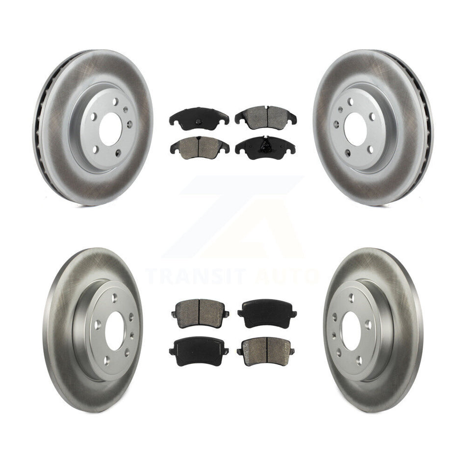 Front Rear Coated Disc Brake Rotors And Semi-Metallic Pads Kit For 2009 Audi A4 Quattro Sedan Wagon With 288mm Diameter Rotor KGS-102272