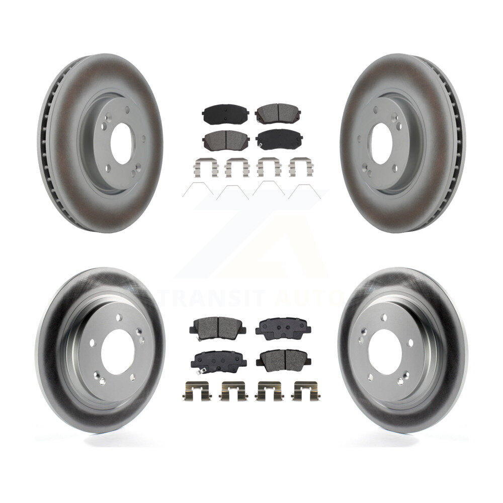 Front Rear Coated Disc Brake Rotors And Semi-Metallic Pads Kit For 2017-2019 Kia Soul EV KGS-102273