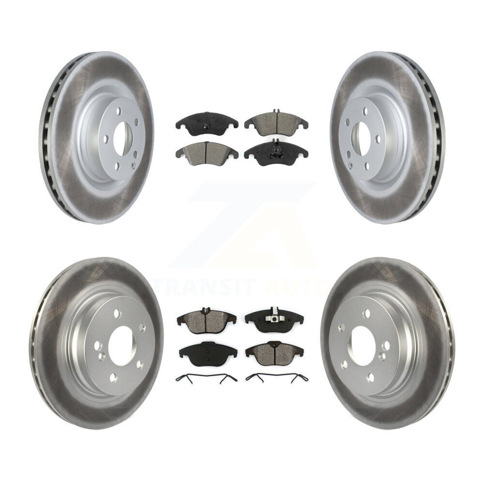 Front Rear Coated Disc Brake Rotors And Semi-Metallic Pads Kit For 2010-2011 Mercedes-Benz E550 Coupe With 300mm Diameter Rotor KGS-102278