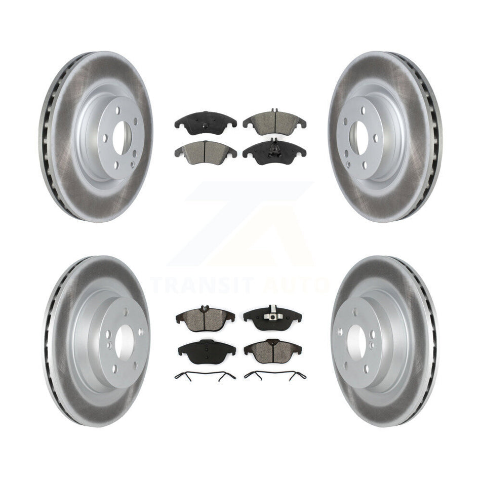 Front Rear Coated Disc Brake Rotors And Semi-Metallic Pads Kit For 2010-2011 Mercedes-Benz E550 Coupe With 320mm Diameter Rotor KGS-102280