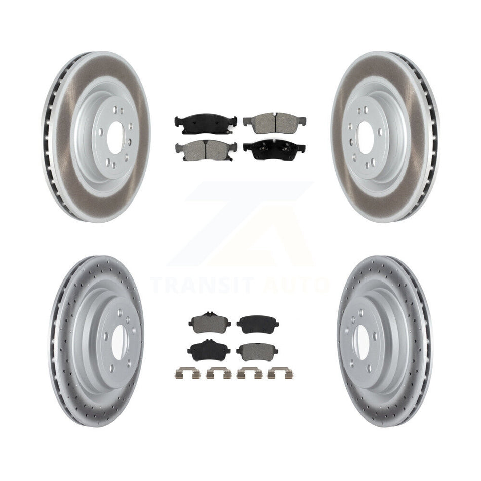 Front Rear Coated Disc Brake Rotors And Semi-Metallic Pads Kit For 2016-2017 Mercedes-Benz GLE400 Without Sport Package KGS-102287
