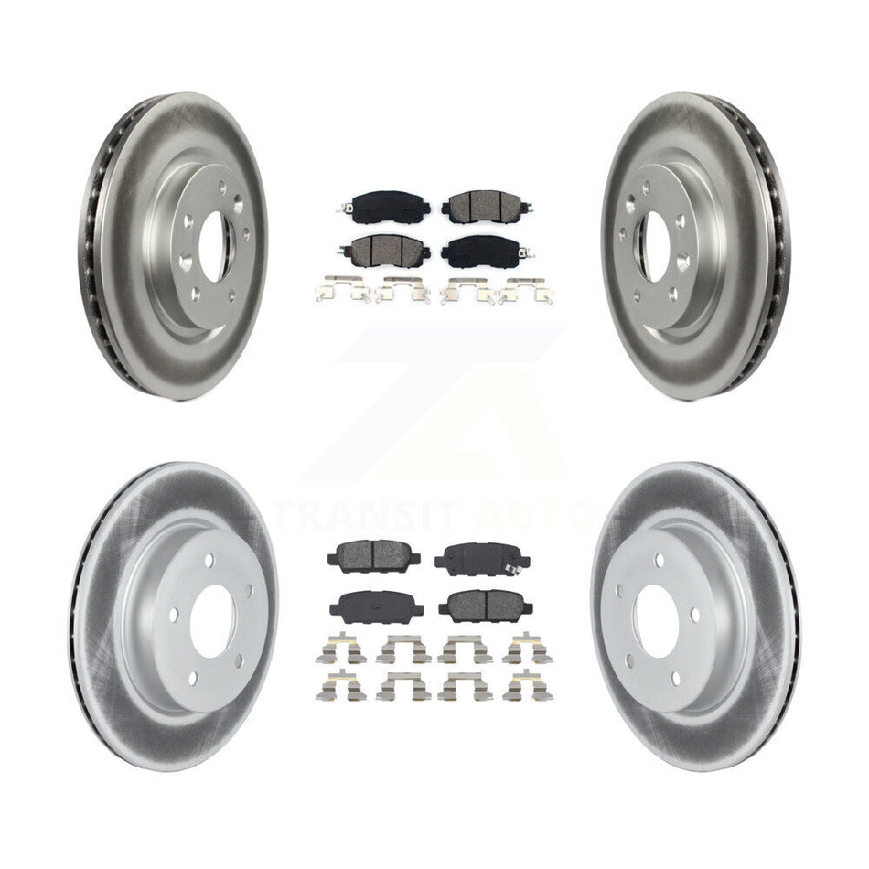 Front Rear Coated Disc Brake Rotors And Semi-Metallic Pads Kit For 2017 Nissan LEAF With Electric Parking KGS-102292