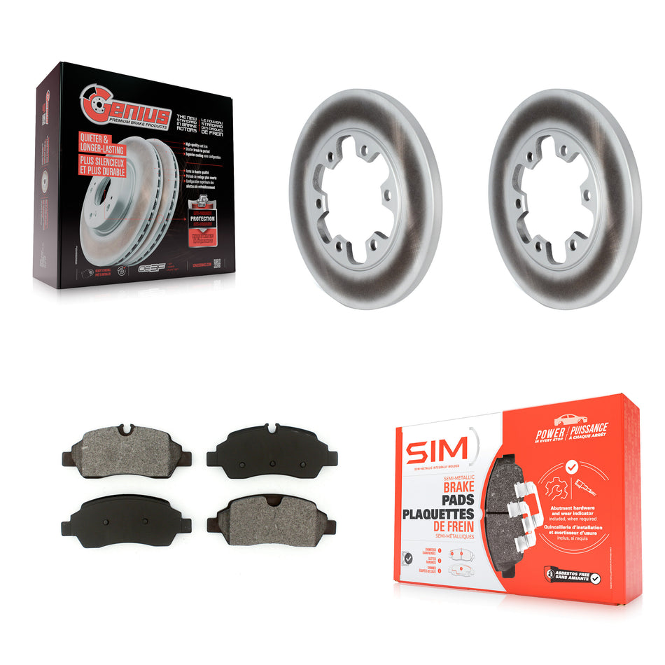 Rear Coated Disc Brake Rotors And Semi-Metallic Pads Kit For 2015-2019 Ford Transit-350 HD With 6 Lug Wheels KGS-102306