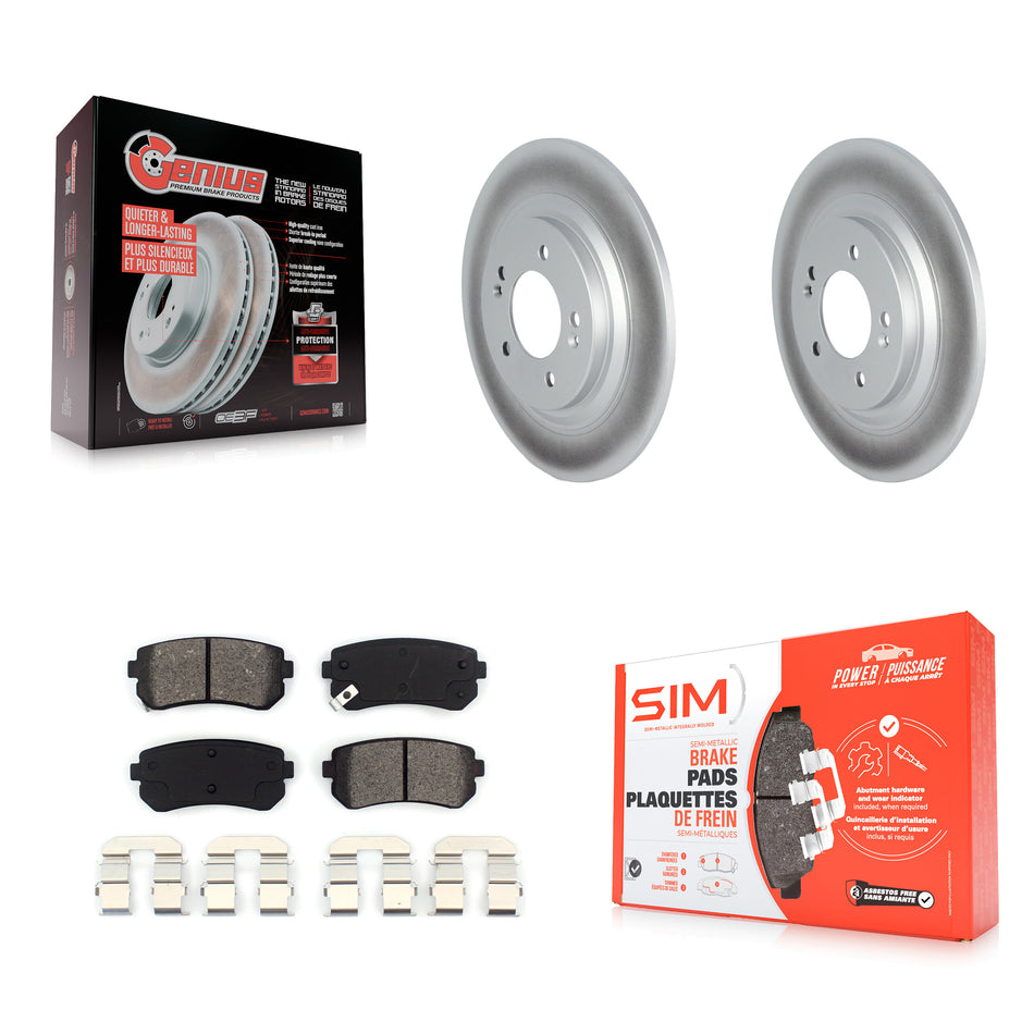 Rear Coated Disc Brake Rotors And Semi-Metallic Pads Kit For 2017 Kia Cadenza Limited Technology With Manual Parking KGS-102308