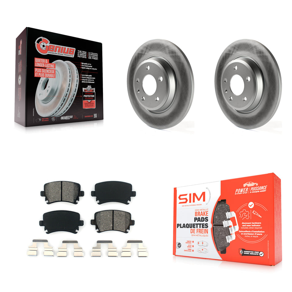 Rear Coated Disc Brake Rotors And Semi-Metallic Pads Kit For 2009 Audi A4 Quattro Convertible With 300mm Diameter Rotor KGS-102312