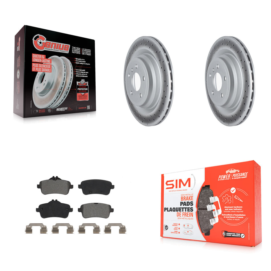 Rear Coated Disc Brake Rotors And Semi-Metallic Pads Kit For Mercedes-Benz ML350 GLE350 GLE43 AMG GLE400 GLE450 ML400 GLE300d ML550 GLE550e KGS-102314