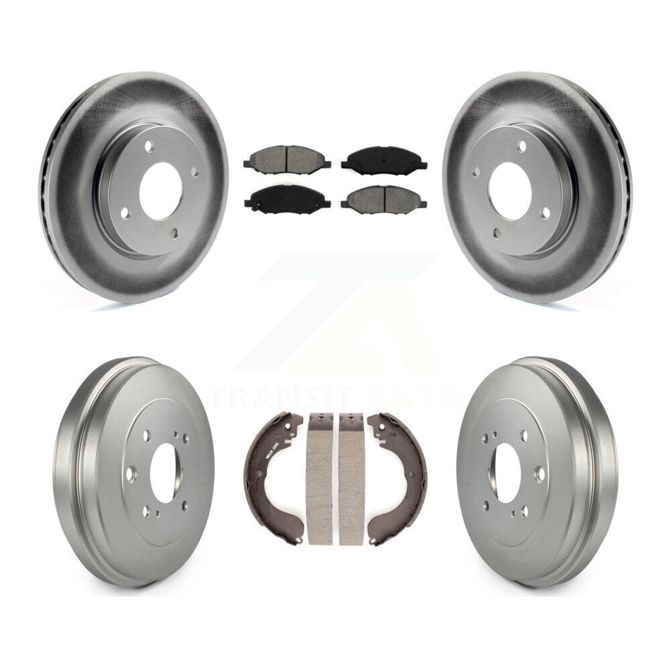 Front Rear Coated Disc Brake Rotors Semi-Metallic Pads And Drum Kit For 2008 Nissan Versa 4-Wheel ABS KGS-102323
