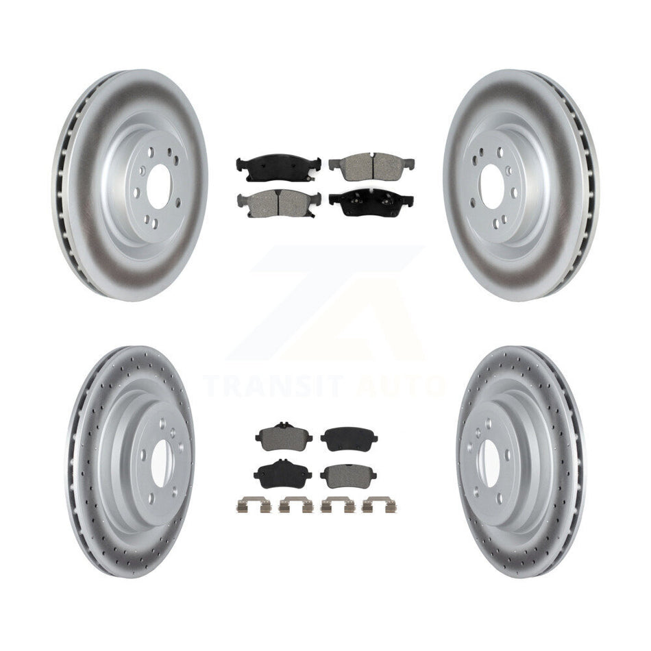 Front Rear Coated Disc Brake Rotors And Semi-Metallic Pads Kit For 2016-2017 Mercedes-Benz GLE400 With AMG Package KGS-102352