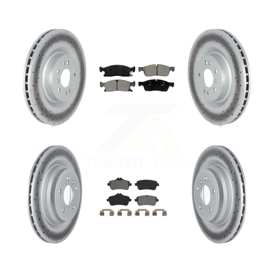 Front Rear Coated Disc Brake Rotors And Semi-Metallic Pads Kit For 2016-2017 Mercedes-Benz GLE400 With AMG Package KGS-102353