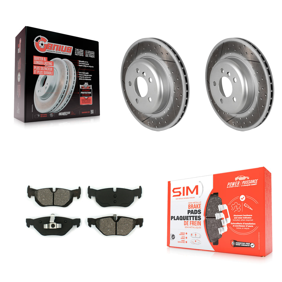 Rear Coated Disc Brake Rotors And Semi-Metallic Pads Kit For 2013 BMW 328i xDrive 3.0L KGS-102357