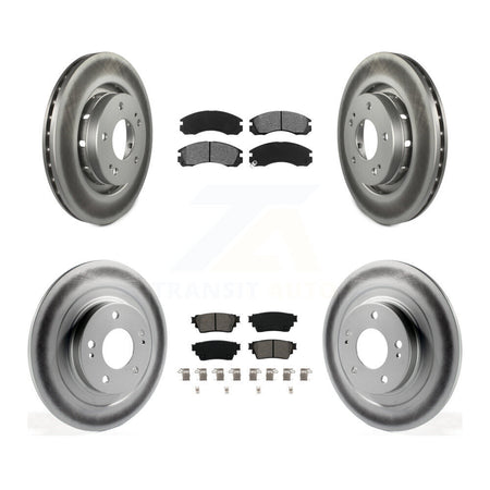 Front Rear Coated Disc Brake Rotors & Semi-Metallic Pad Kit For Mitsubishi Outlander PHEV KGS-102392