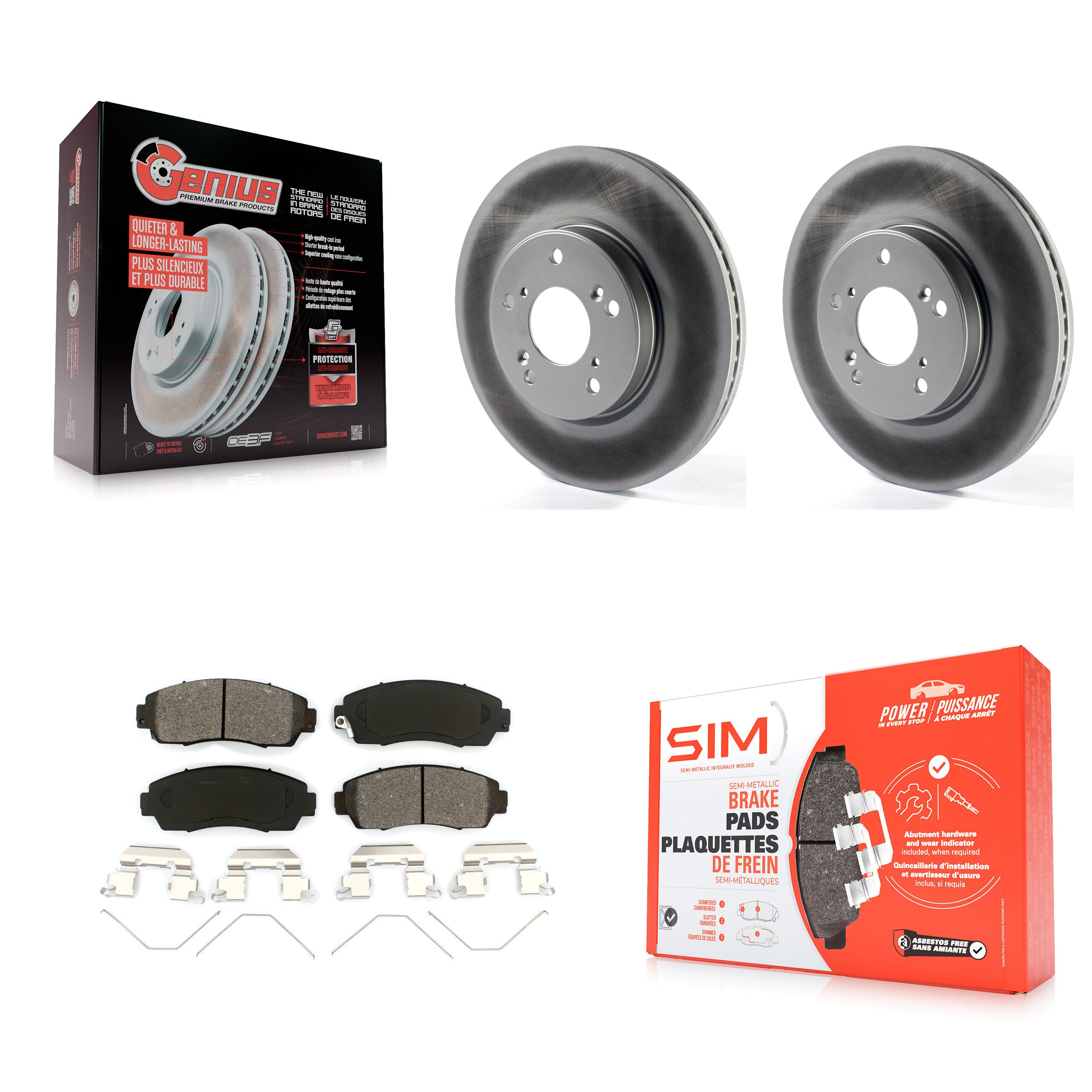 Front Coated Disc Brake Rotors And Semi-Metallic Pads Kit For Honda CR-V KGS-102403