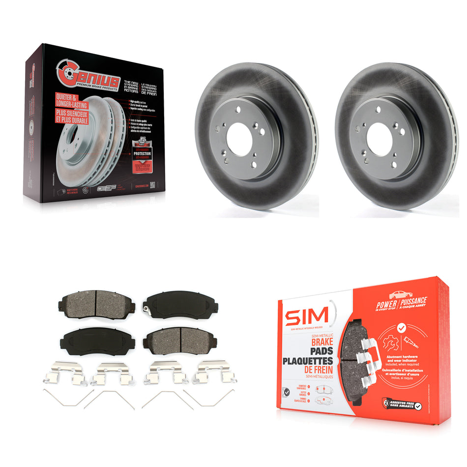 Front Coated Disc Brake Rotors And Semi-Metallic Pads Kit For Honda CR-V KGS-102403